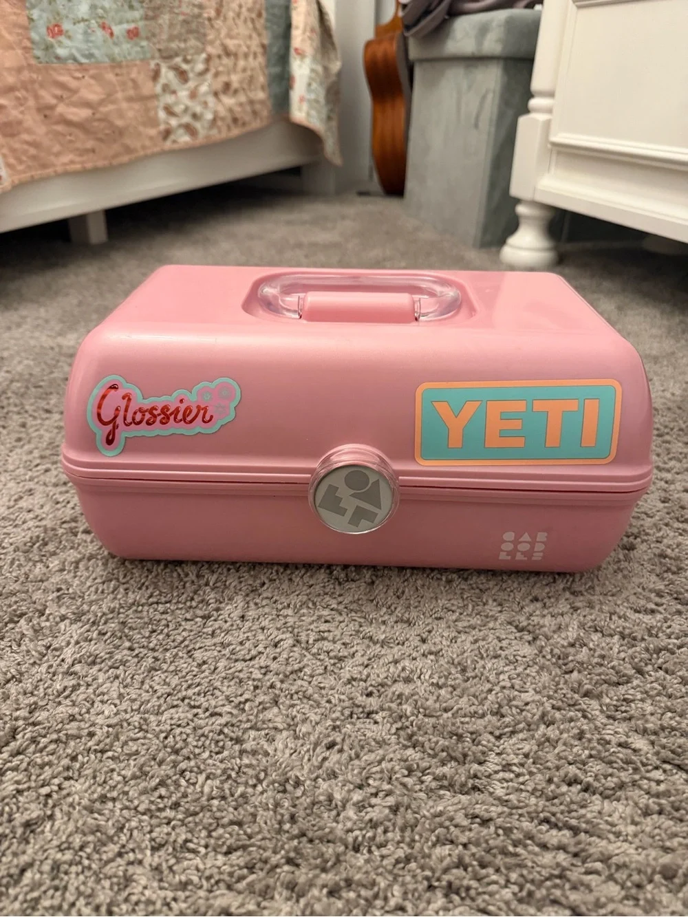 Pink Cosmetic Storage Caboodle with Handle